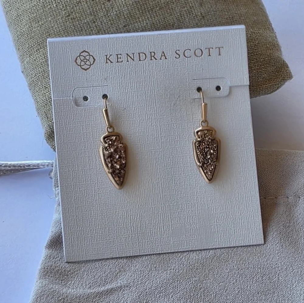 Kendra Scott‎ Kate Rose Gold Drusy Arrowhead Earrings New